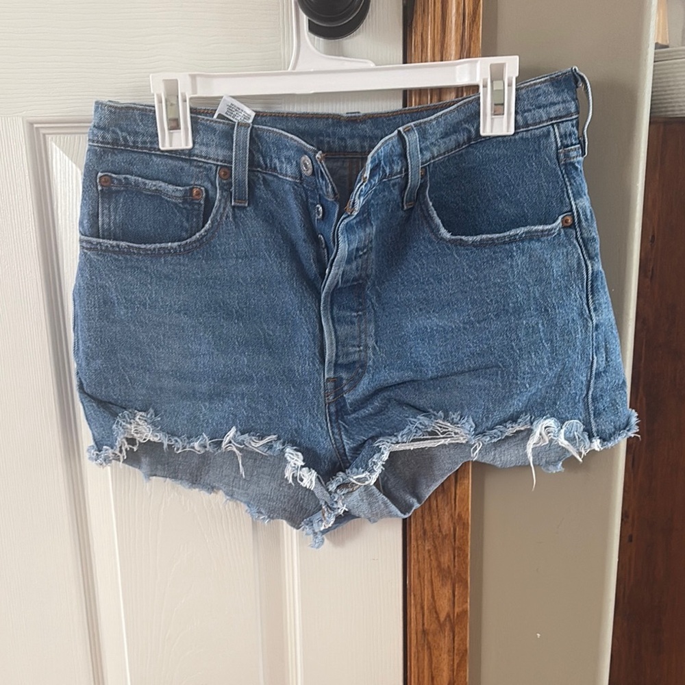 Levi's Blue Distressed Jean Shorts Vintage Style